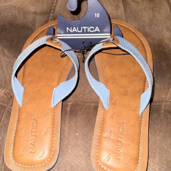 Nautica Tan and Light Blue Sandals - Picture 1 of 2